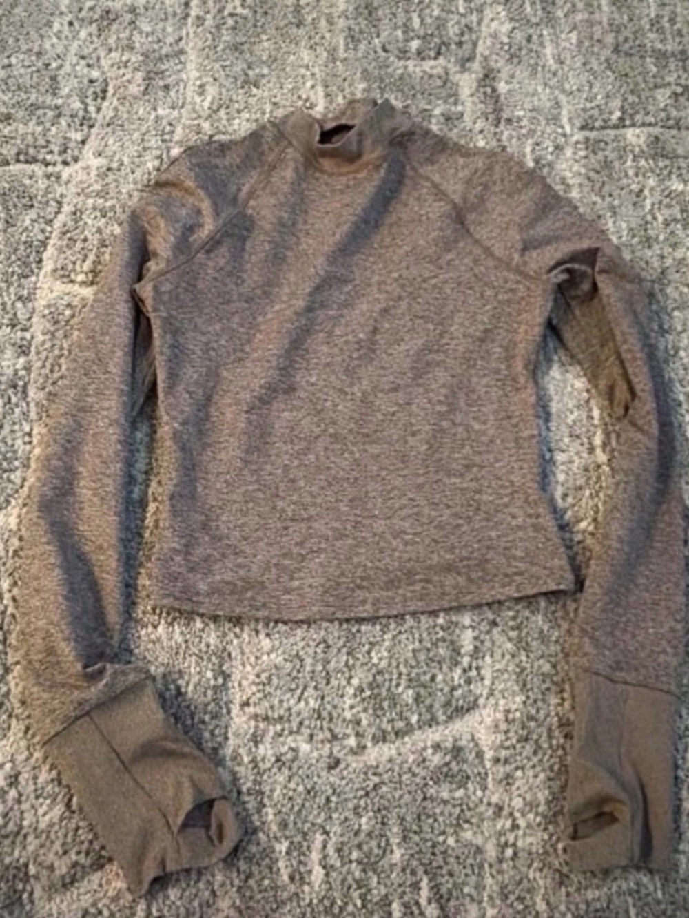 Athleta Heather Grey Long-Sleeve Mock Neck Top